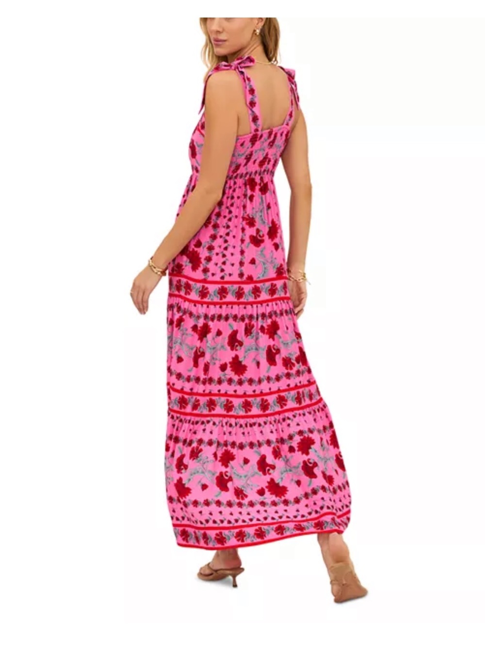 Beach Riot Hot Pink Floral Tie-Shoulder Maxi Dress - Picture 5 of 12